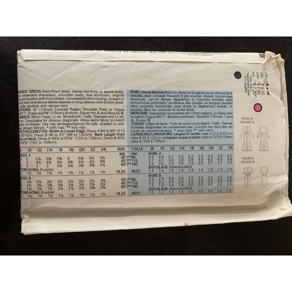 Vogue Misses Dress Sewing Pattern 9830 Size 8 10 12 - Uncut - Picture 5 of 11